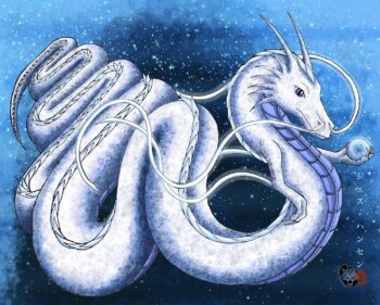 The seventh painting in my Colors of Dragons series. This series focuses on the different colors
of dragons and their symbolic meaning in Asian culture. The meaning for the white dragon
differs slightly from western ideas of purity. They are seen as a warning of death or a sign of
rebirth which is what I chose this one to symbolize. The stars sparkle in the background with
white luminosity surrounding the body. This was artwork was created digitally. It is available in
a variety of sizes of prints.