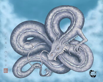 The twelfth painting in my Colors of Dragons series. This series focuses on the different colors
of dragons and their symbolic meaning in Asian culture. The Gray dragon is a symbol of
wisdom with his age and experience. Conveying a mysterious, aged appearance the gray
dragon coils in the clouds. This piece was painted digitally and is available in a variety of sizes
of prints.