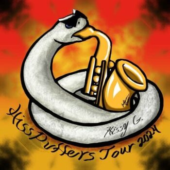 The Hiss Puffers are a hognose band I sculpted. Here is a tour poster of the saxophone player, Hissy G. Hiss Puffers, Hissy G. medium: digital
